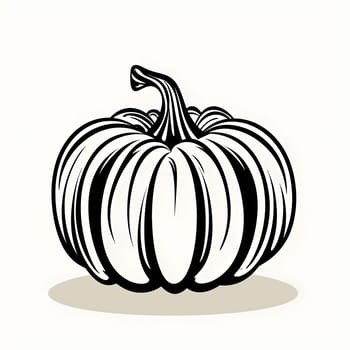 Outline, silhouette of a pumpkin. Pumpkin as a dish of thanksgiving for the harvest, picture on a white isolated background. An atmosphere of joy and celebration.