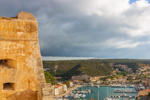 Bonifacio town, medieval citadel in Corsica Island, France