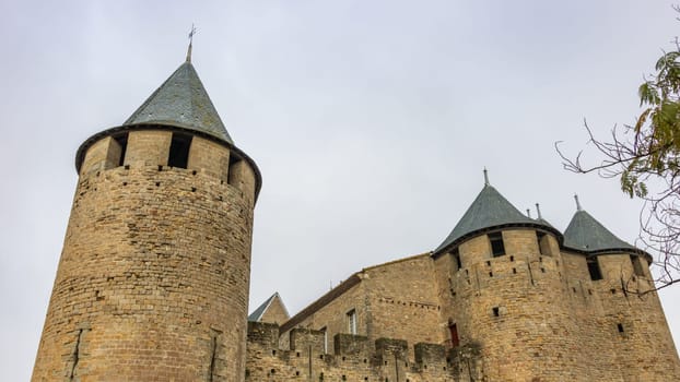 Castle of Carcassonne in France. Impressive medieval fortress