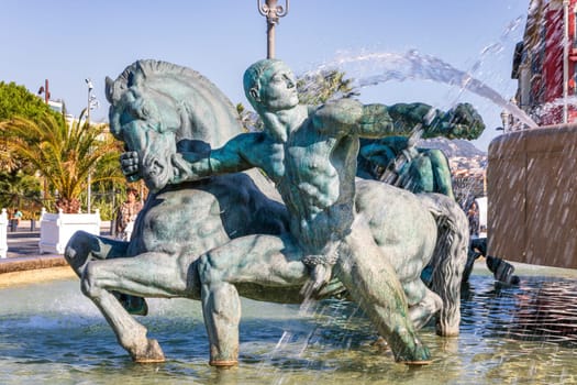 Fountain Soleil on Place Massena in Nice, France, Frech Riviera