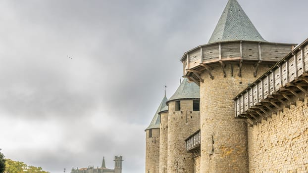 Castle of Carcassonne in France. Impressive medieval fortress