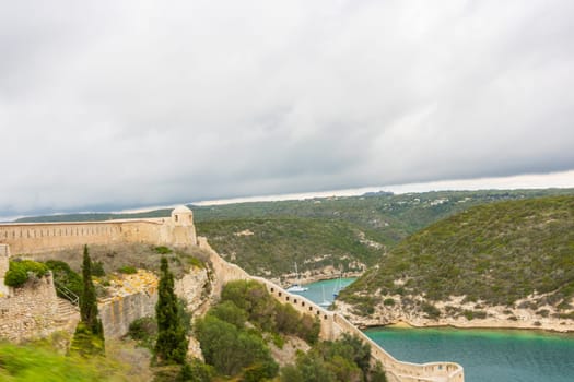 Bonifacio town, medieval citadel in Corsica Island, France