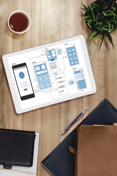 UX UI design process for modish mobile application and website . Creative prototype of wireframe for professional app developer .