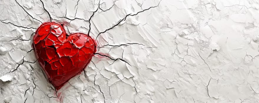 Red Heart in Cracked Wall.