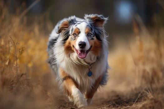 An Australian Shepherd Shows Its Agility And Energy On An Adventurous Course