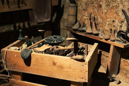 Antique shoemaker's workshop and tool from the Middle East. High quality photo