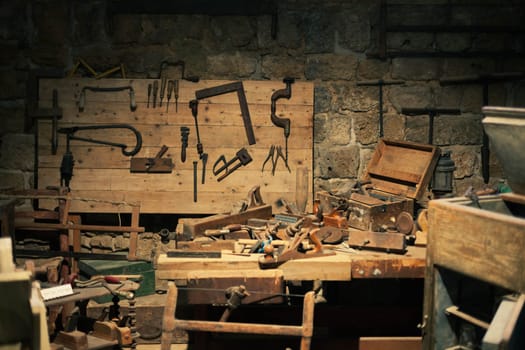 Middle Eastern carpenter's workshop and tools. High quality photo