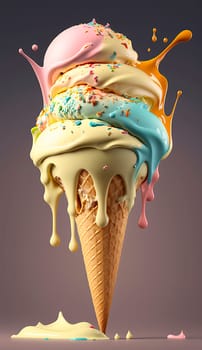 The ice cream cone is beautiful. Generative AI,