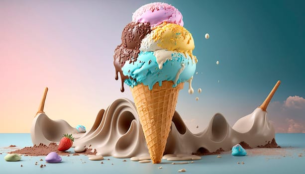 The ice cream cone is beautiful. Generative AI,