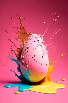 Easter egg splash of colors. Generative AI,