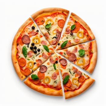 Pizza isolate on white background. Generative AI,