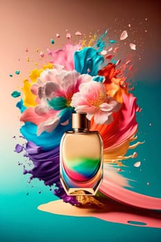 Perfume with floral aroma burst. Generative AI,