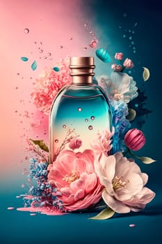 Perfume with floral aroma burst. Generative AI,