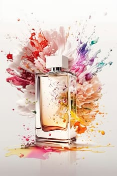 Perfume with floral aroma burst. Generative AI,