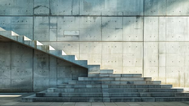 A man riding a skateboard down some concrete steps
