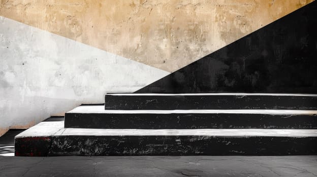 A skateboarder is riding down a set of stairs in front of an old building