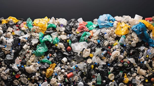 A pile of plastic bottles and other trash is piled up