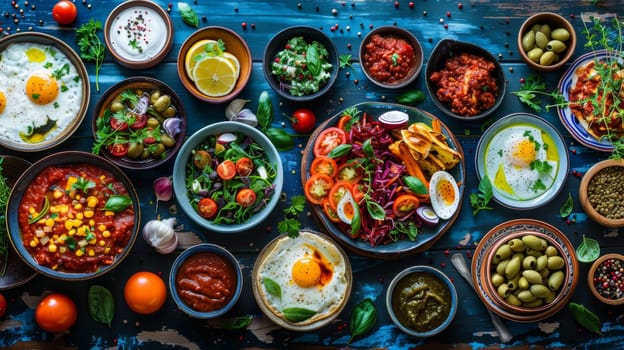 A table with many different types of food on it