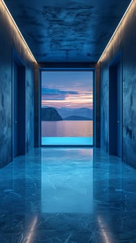 A room with a view of the ocean and sky from inside