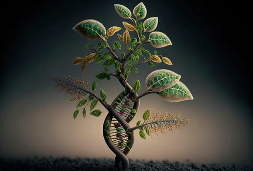 Human gene from plant and flowers. Generative AI.