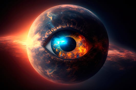 Fiery eye planet. Generative AI.