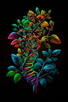 Plant gene from herbs and leaves. Generative AI,