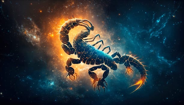 scorpion zodiac sign on space background. Generative AI,