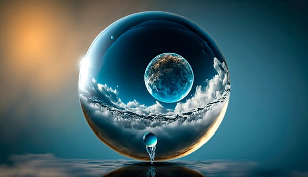 glass ball water. Generative AI,