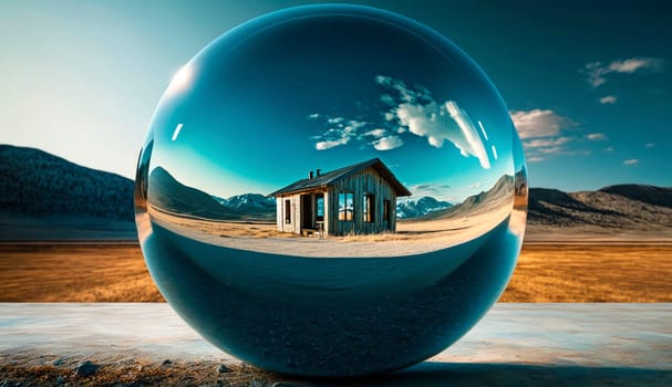 glass ball house. Generative AI,