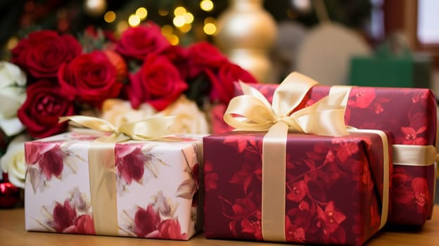 Christmas gift box wrapping idea for boxing day and winter holidays in the English countryside tradition