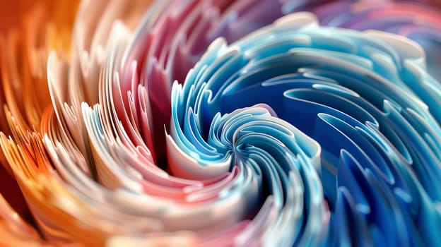 A close up of a swirl made from paper and colored