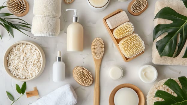 A bunch of different types of soaps and other items on a table