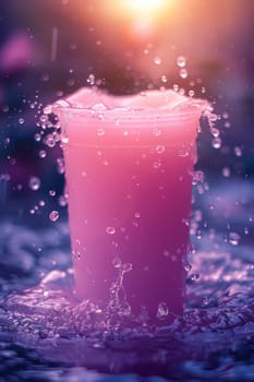A cup of liquid is being splashed on the ground