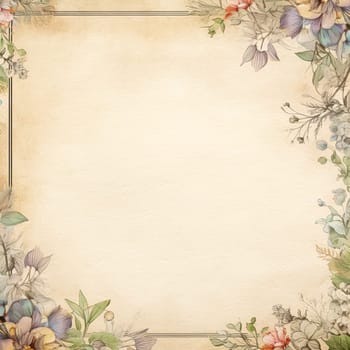 Square blank vintage floral paper background for printable digital paper, art stationery and greeting card illustration idea