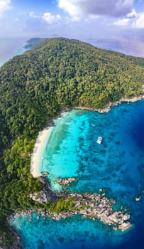 Aerial view of Similan island in Phang Nga, Thailand, south east asia