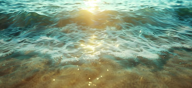 The sun creates a beautiful pattern as it shines through the fluid waves of the ocean, painting a stunning landscape of light on the underwater world