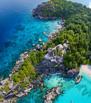 Aerial view of Similan island in Phang Nga, Thailand, south east asia