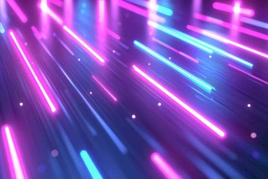 Abstract equalizer background, A colorful, neon light display with purple and blue lights.