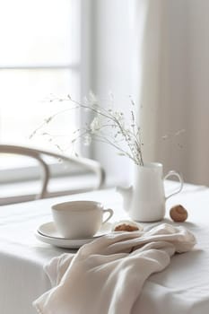 Comforting cup of coffee set against a window with natural light filtering through