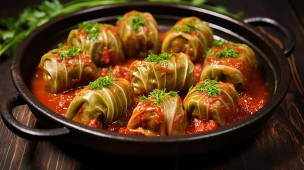 Traditional German Delicious stuffed cabbage rolls Kolroladen AI