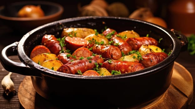 Traditional German Traditional soup boiled sausage Knakwurst AI