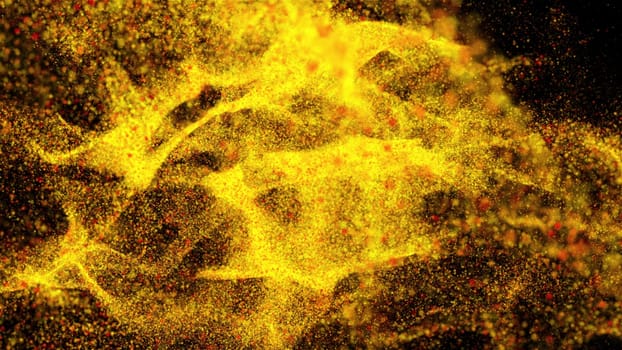 Gold dust particles. Computer generated 3d render