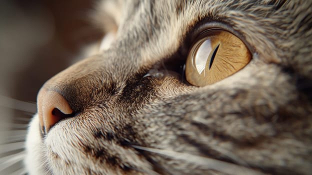 A close up of a cat's face with yellow eyes