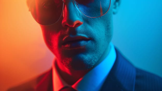 A man in a suit and sunglasses with his eyes closed