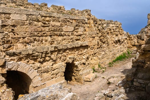 Salamis, Cyprus - April 16, 2024 - Ancient Greek ruins and columns in Salamis, Cyprus 16