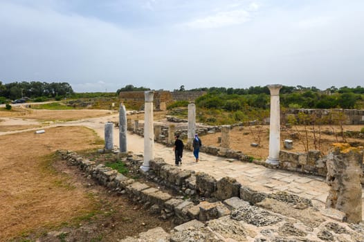Salamis, Cyprus - April 16, 2024 - Ancient Greek ruins and columns in Salamis, Cyprus 1