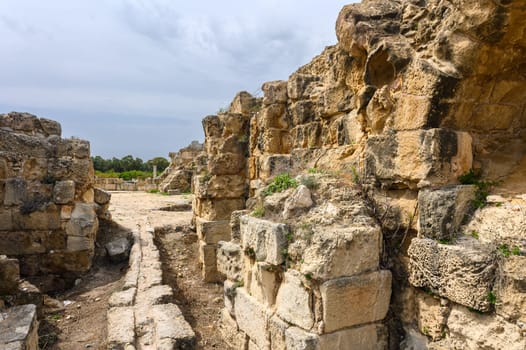 Salamis, Cyprus - April 16, 2024 - Ancient Greek ruins and columns in Salamis, Cyprus 10