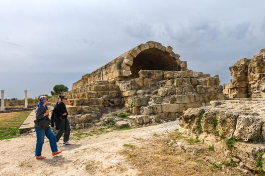 Salamis, Cyprus - April 16, 2024 - Ancient Greek ruins and columns in Salamis, Cyprus 9