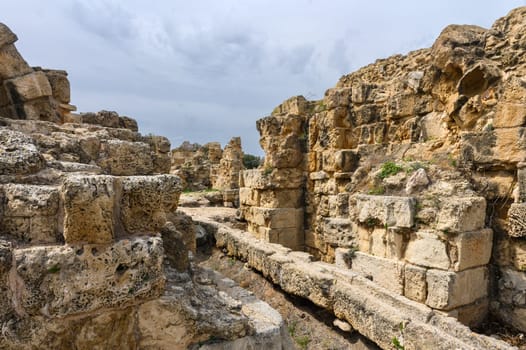 Salamis, Cyprus - April 16, 2024 - Ancient Greek ruins and columns in Salamis, Cyprus 8