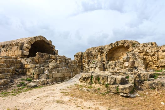 Salamis, Cyprus - April 16, 2024 - Ancient Greek ruins and columns in Salamis, Cyprus 7